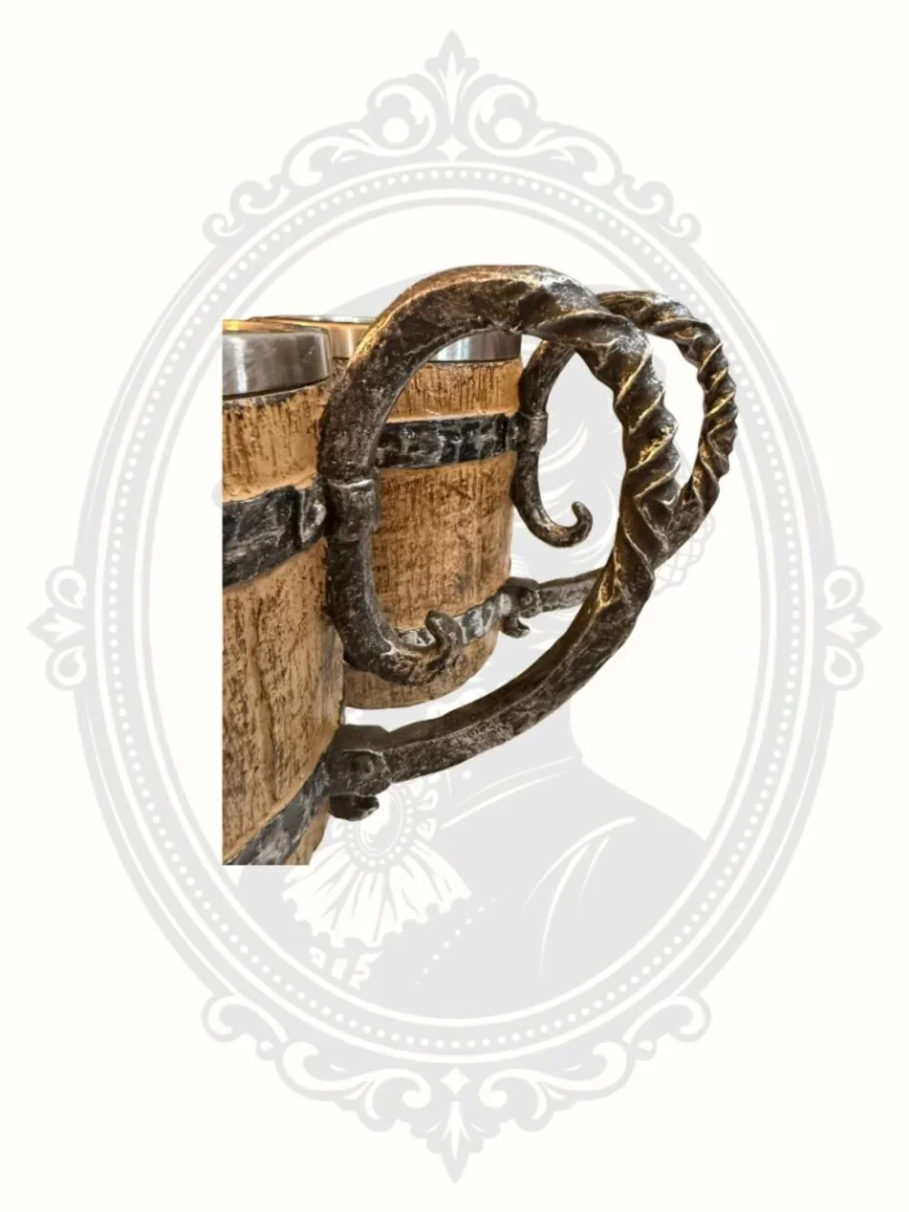 Rustic Barrel Style Mug Set Medieval Tankard Coffee Beer Mugs Pair